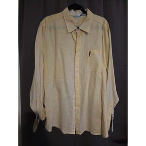Tommy Bahama Yellow Shirt, Men's Large, Embroidered Parrot,‎ Long Sleeve